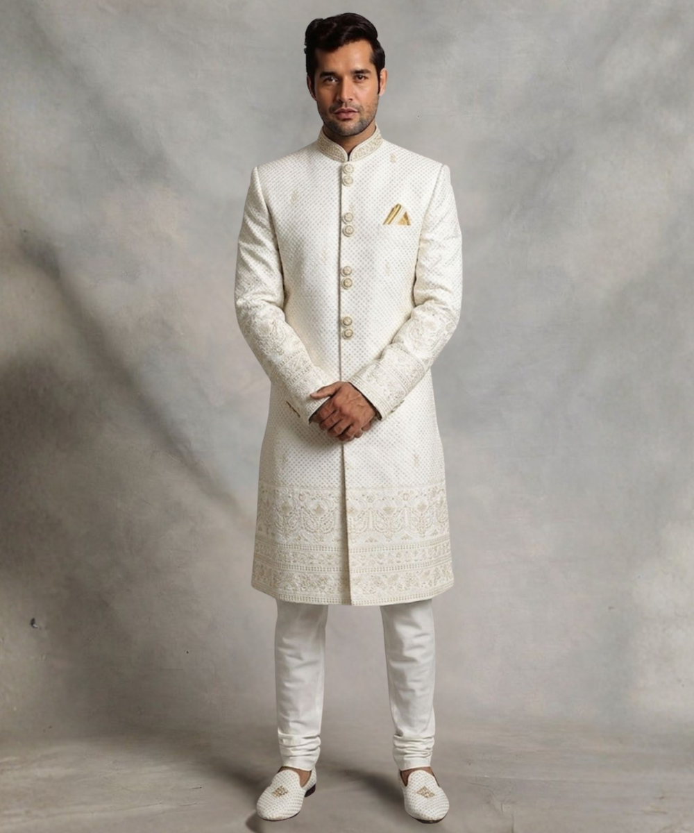 Long Jacket Style Plain Sherwani