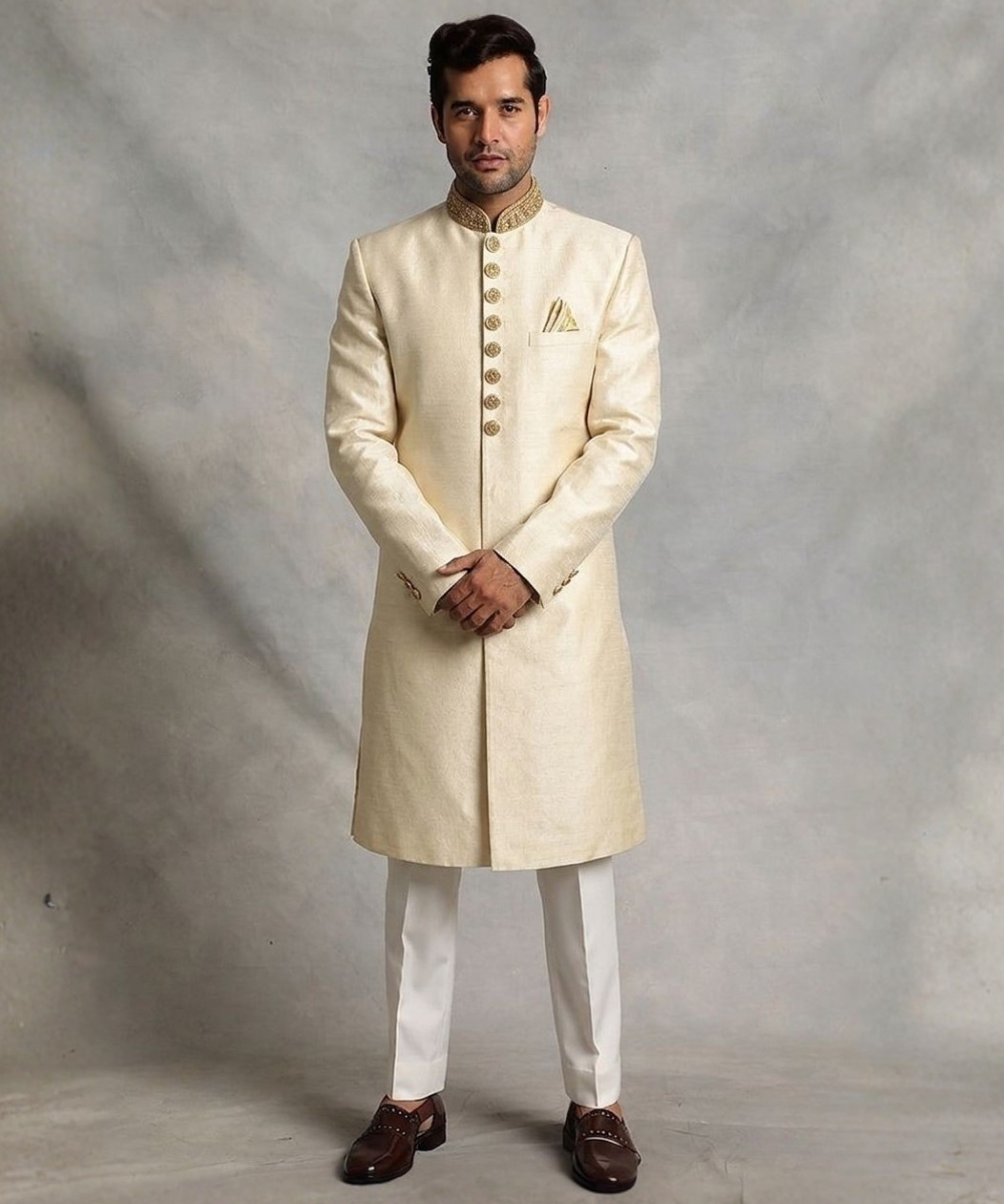 Long Jacket Style Plain Sherwani