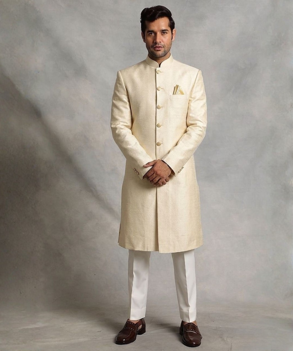 Long Jacket Style Plain Sherwani